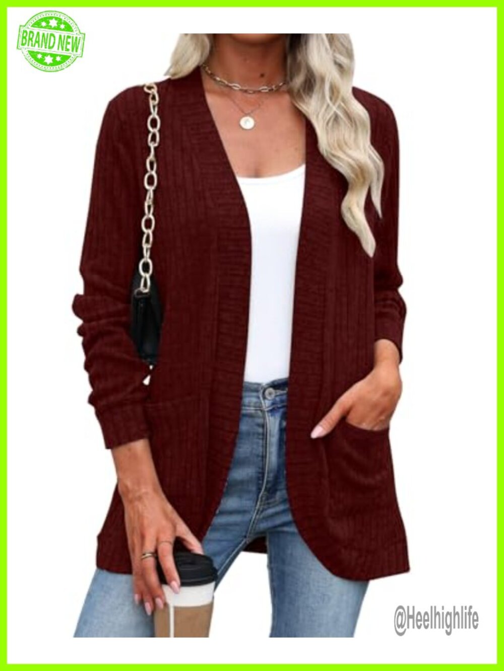 Lightweight Open Front Cardigan Sweater with Pockets